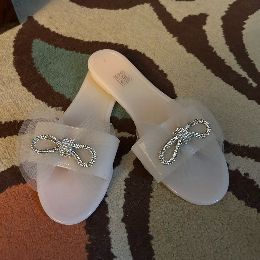 Unbranded Rhinestone Bow Open Toe Slides - Picture 2 of 7
